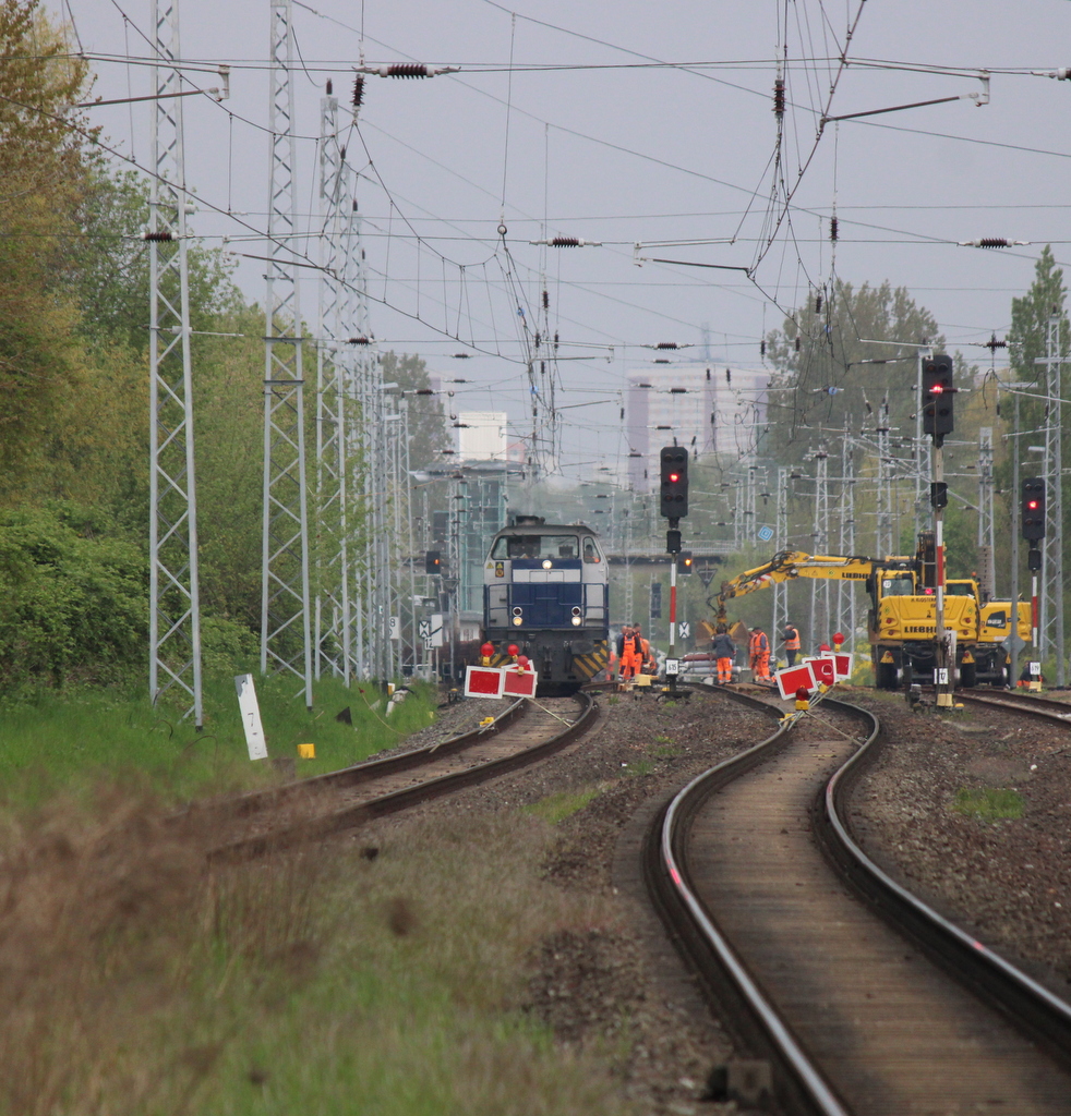 Blick auf die Baustelle am Morgen des 09.05.2020 in Rostock-Bramow.