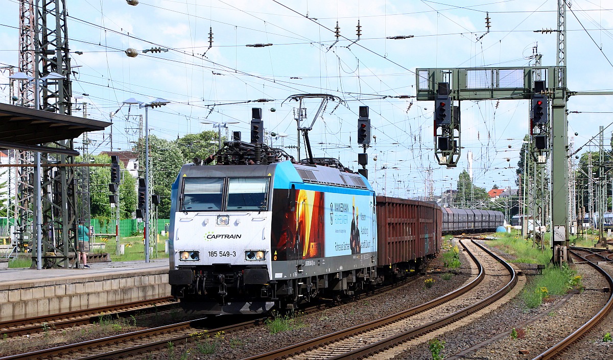 Captrain 185 549-3 mit Eanos und Falns Zug . Bremen Hbf 11.06.2022