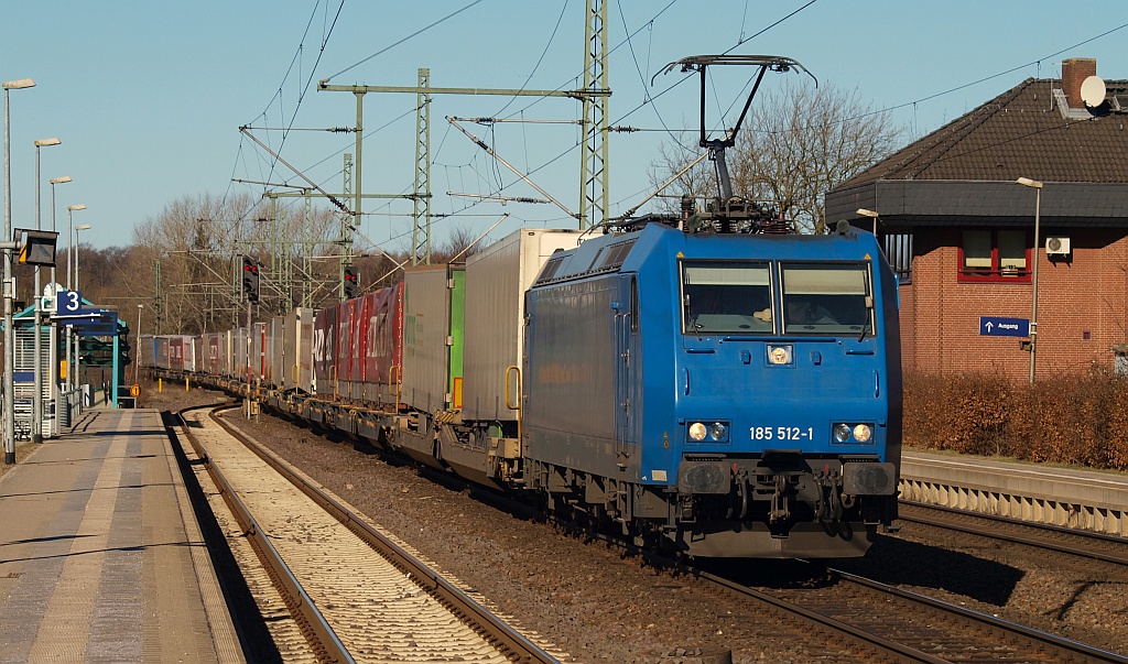 CFL 185 512-1 zog am 6.3.11 ausnahmsweise mal den DGX 40967(Alnabru-Rotterdam)durch Schleswig. (00200)