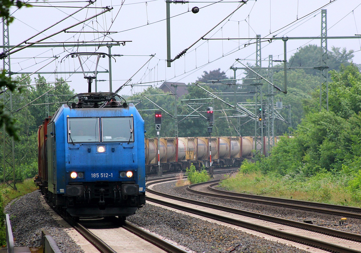 CFL Cargo 185 512-1 mit dem Zement Express aus Deuna rumpelt hier durch Schleswig gen Pattburg/DK. 23.06.2017