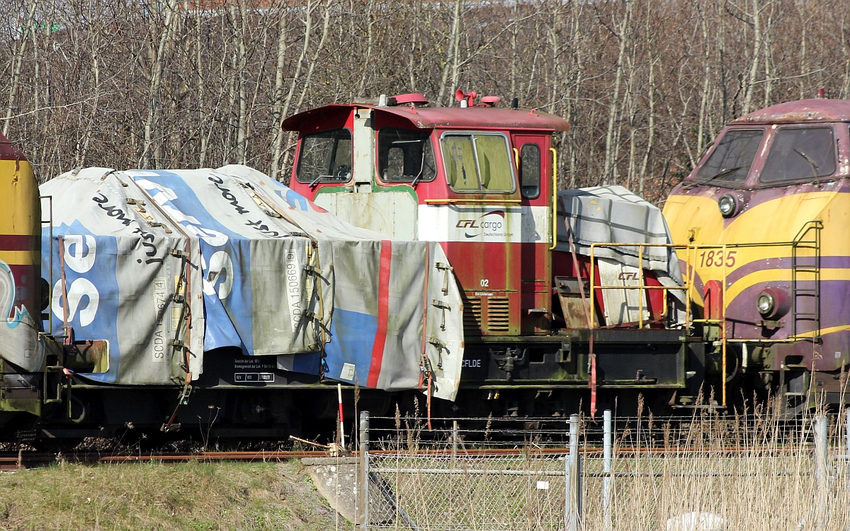 CFLDE 02, 98 80 0261 021-6, mit deutlicher Patina steht so zerlegt seit 2018 in Pattburg. 28.03.2023