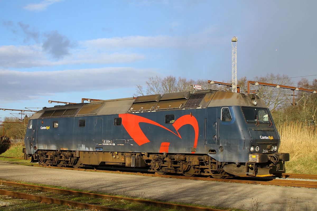 Contec ME 1534, noch in der blauen zweiten DSB Farbgebung in Pattburg, 25.02.2023