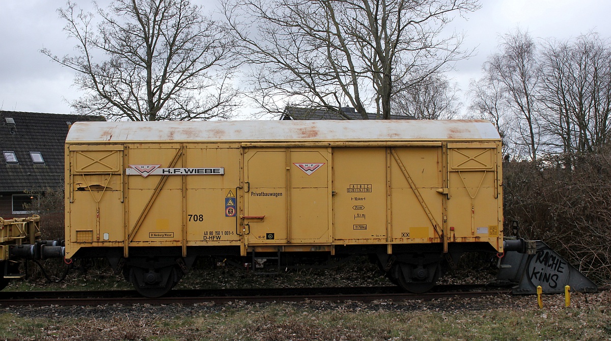 D-HFW 40 80 1501 001-5, Gattung G, H.F Wiebe 708 Privatbauwagen. Niebll 19.03.2021