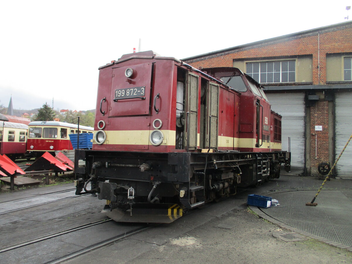 Das Harzkamel 199 872,am 24.April 2023,im Bw Wernigerode Westerntor.