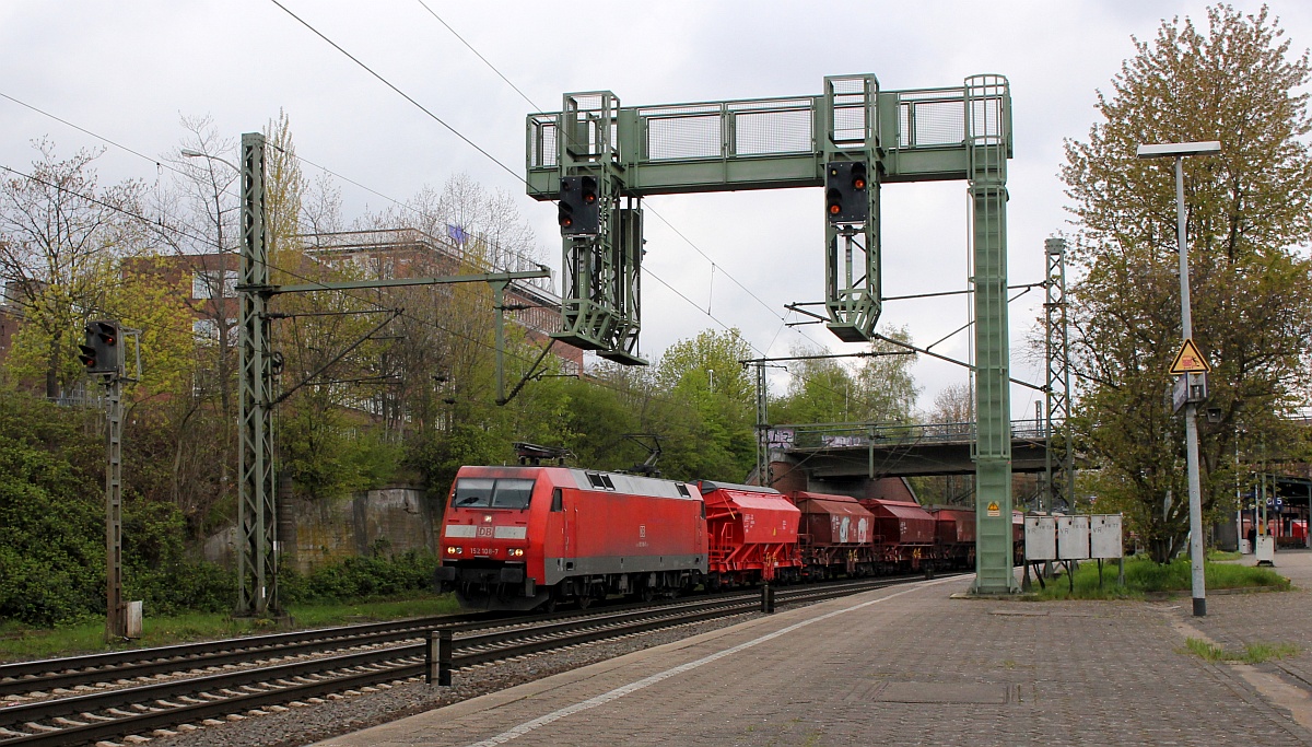 DB 152 108-7(REV/LD X/14.01.15, Verl/NNR9/10.01.22) mit Getreidezug. HH-harburg 02.05.2021