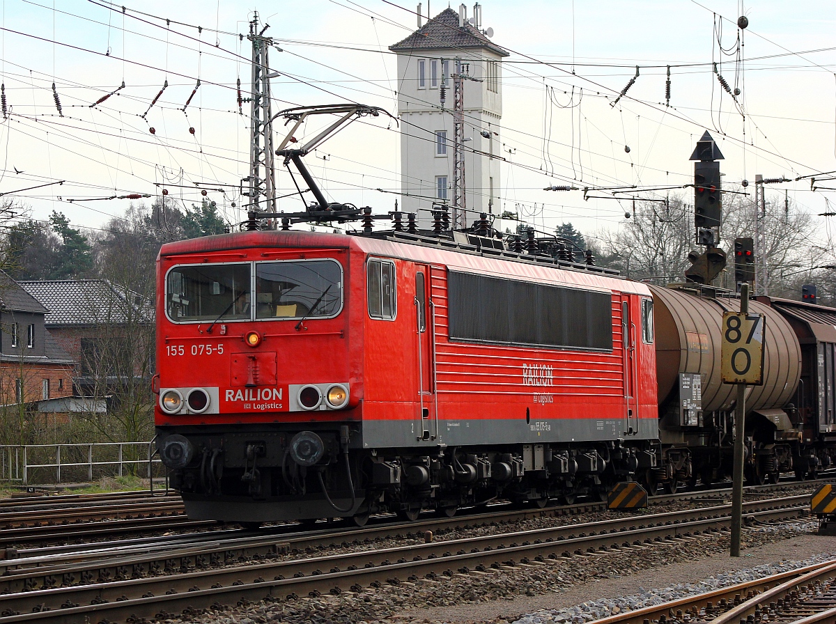 DB 155 075-5(REV/LD X/29.10.07, Verl/WRS/02.09.15)mit Gz aufgenommen in Verden/Aller. 07.03.2015