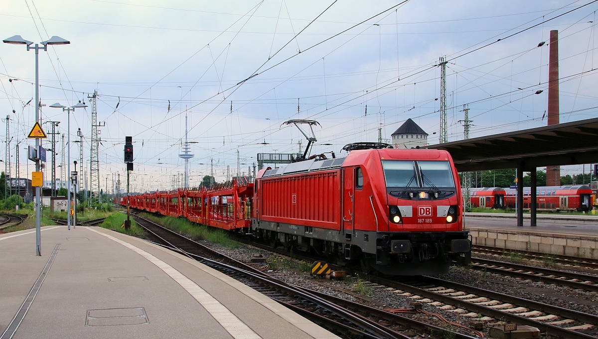 DB 187 189-6 REV/FKR X/30.04.19 mit neuem Laaers Leerzug. Bremen Hbf 10.07.2021