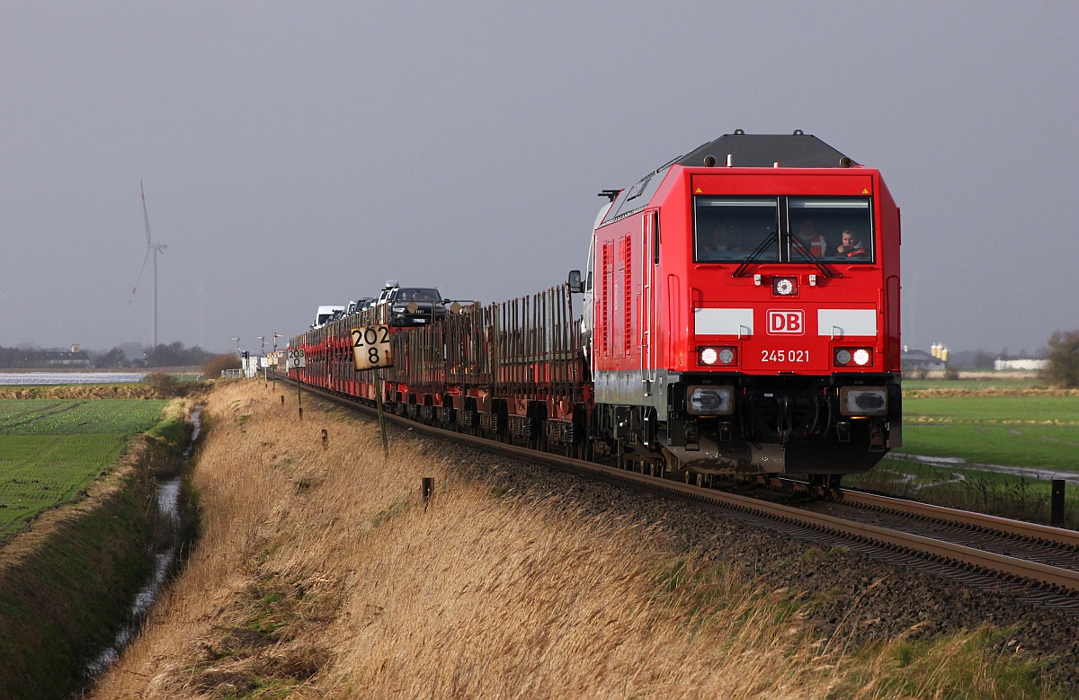 DB 245 021 mit SyltShuttle auf dem Weg nach Niebüll 26.12.17