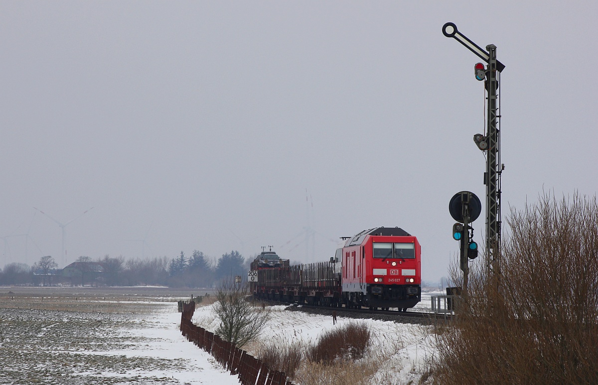 DB 245 027 mit SyltShuttle nach Niebll, Lehnshallig 05.03.2018