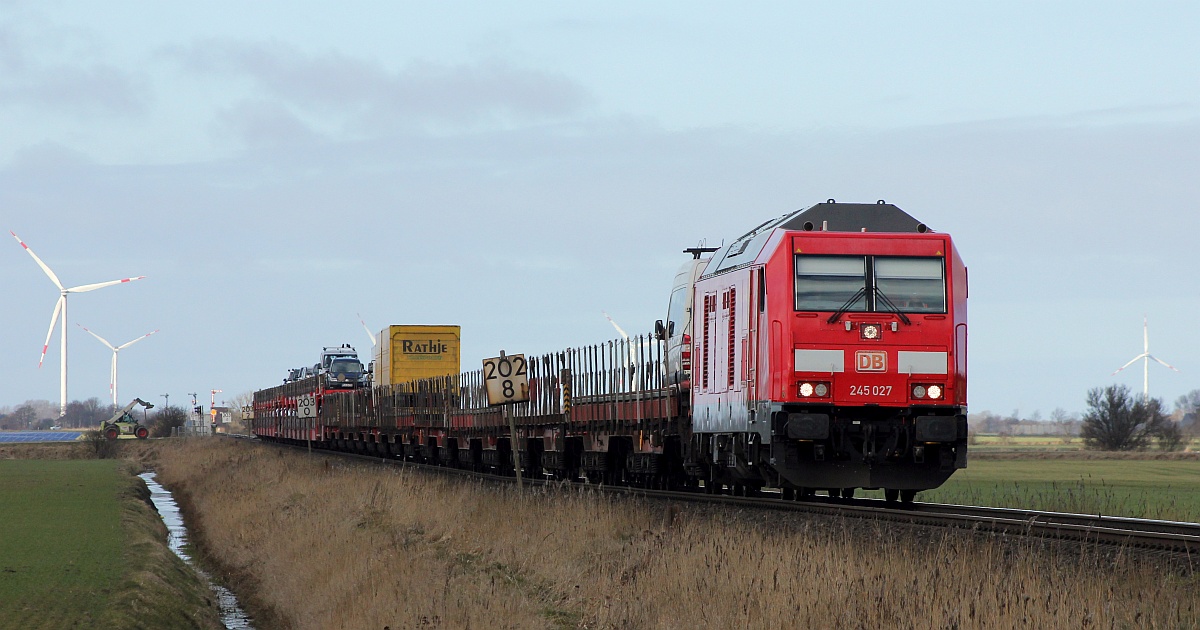 DB 245 027 mit SyltShuttle nach Niebüll, Bü Triangel 06.03.2021