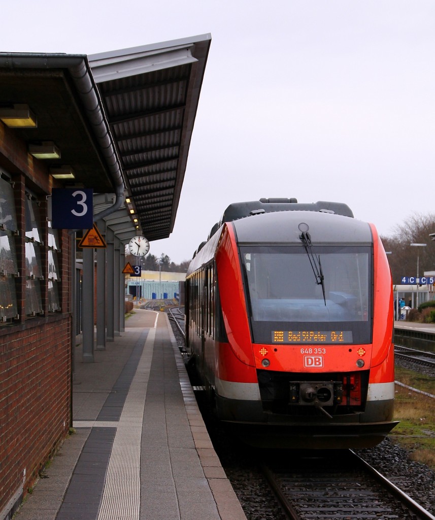 DB RBSH Lint 41 0648 353/853 als RB 15958 nach Bad St.Peter Ording kurz vor der Abfahrt aufgenommen in Husum. 08.02.2014