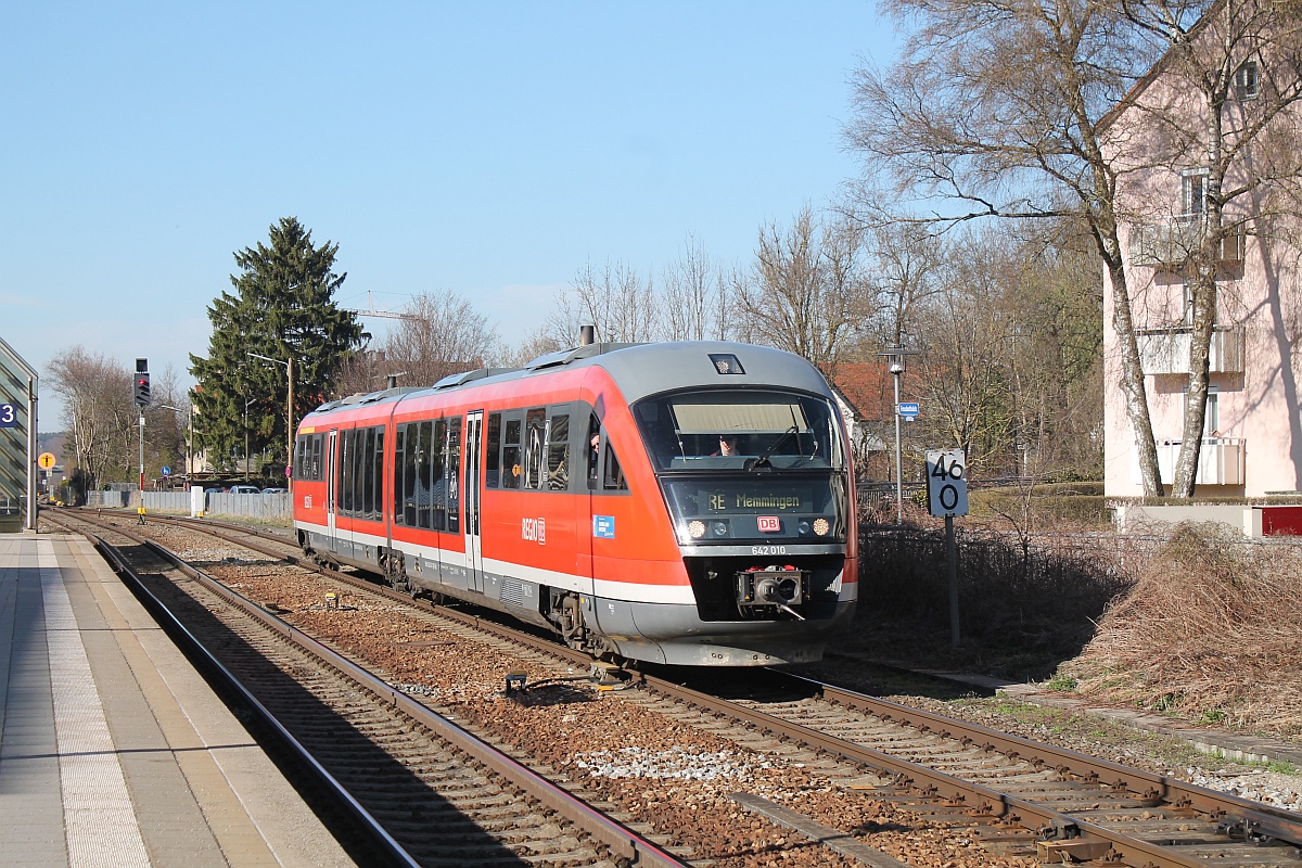 DB Regio 642 010 Einfahrt Memmingen Bhf. 27.03.2017