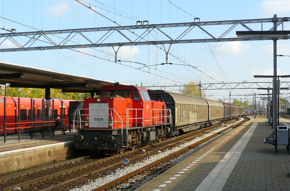 DB Schenker 6509 mit Güterzug, Dordrecht 24-10-2013.

DB Schenker 6509 met goederentrein, Dordrecht 24-10-2013.