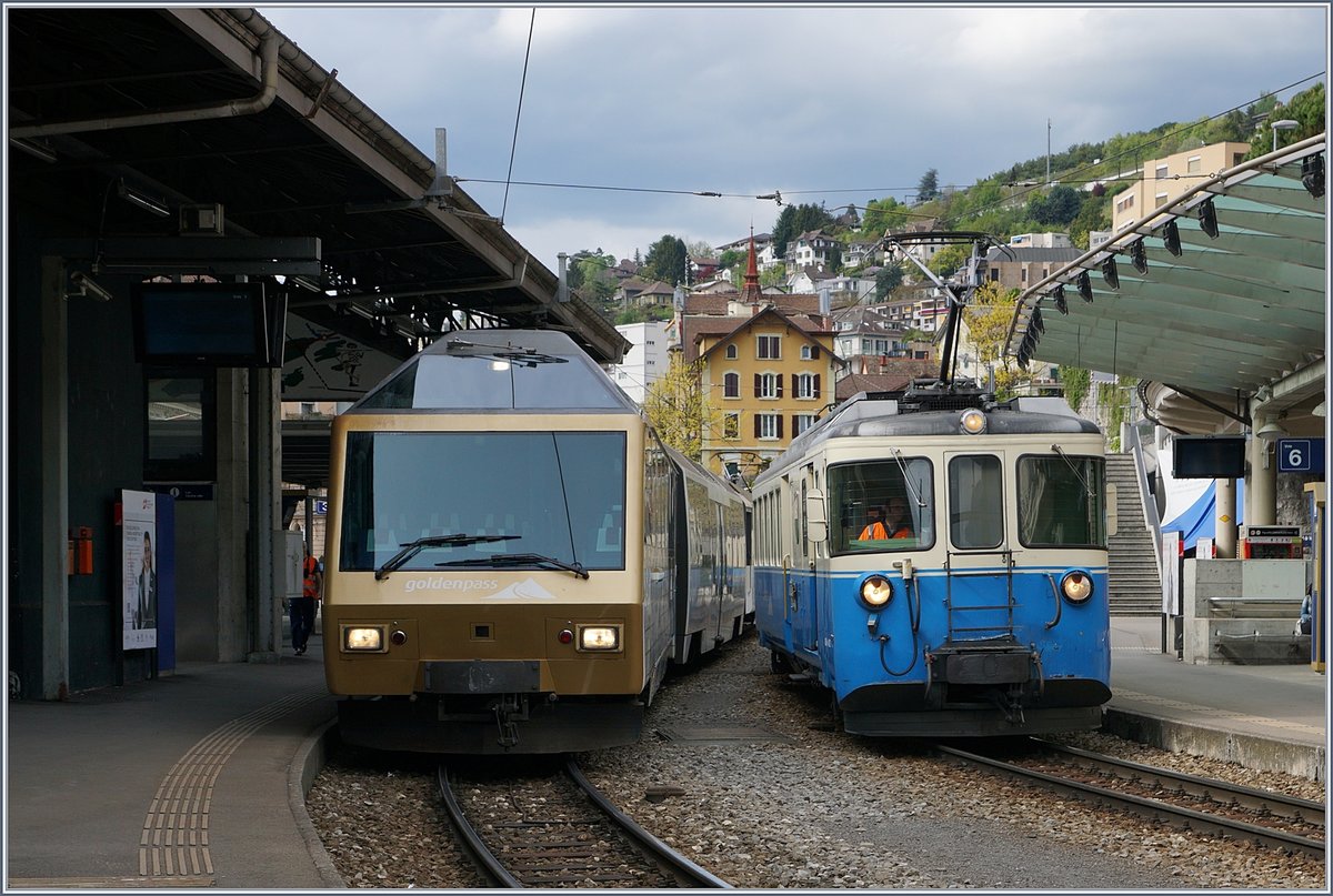 Der MOB ABDe 8/8 4002 VAUD in Montreux.
17. April 2017