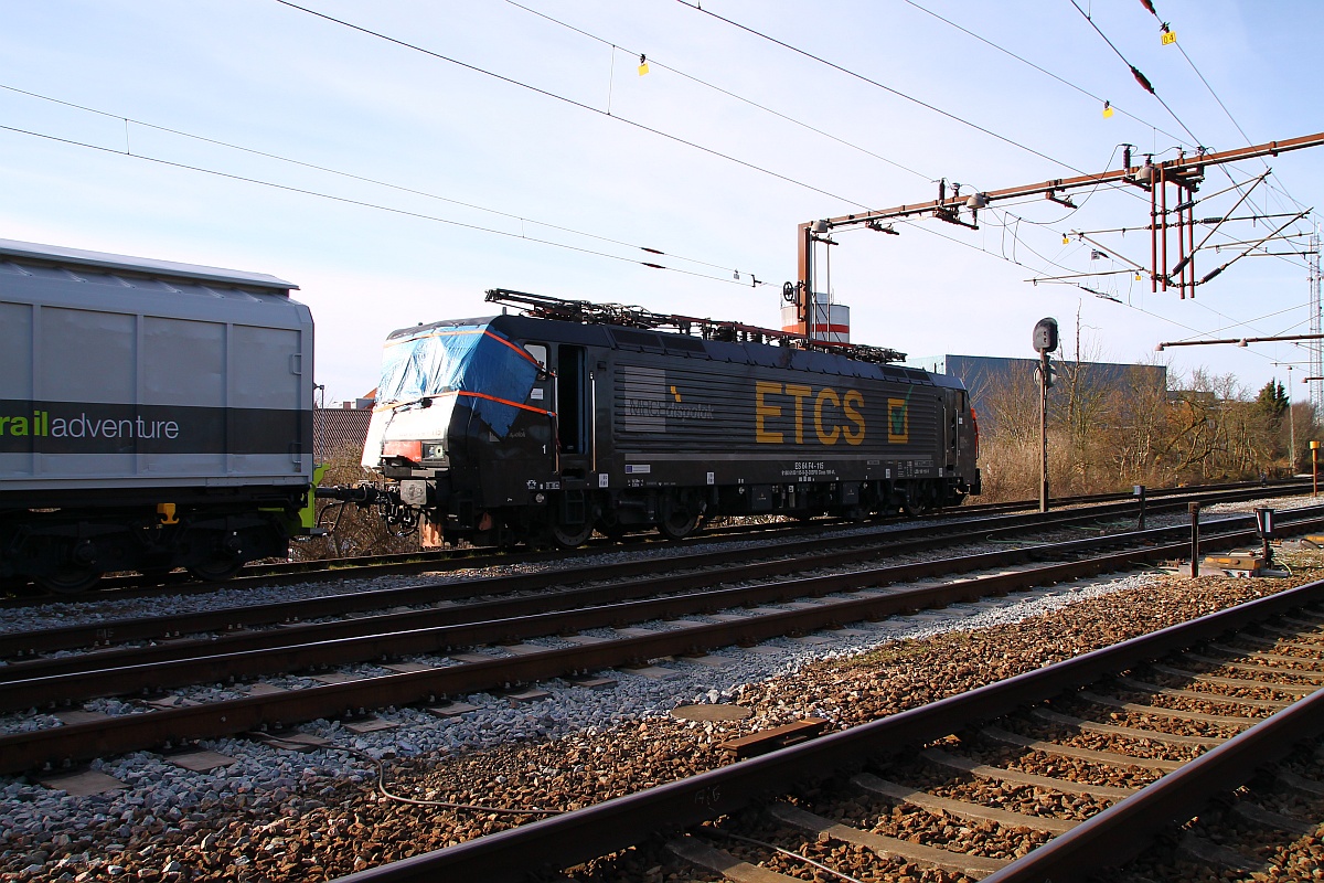 Die vorletzte Aufnahme der MRCE/TXL 189 115 bevor sie Padborg Richtung Dessau verließ. Padborg 08.03.2014