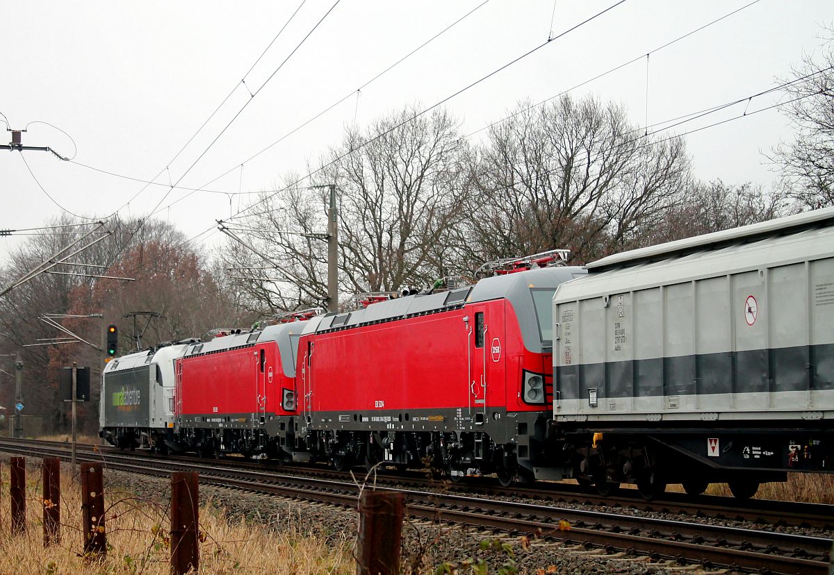 DSB EB 3204 + EB 3205 , davor RADVE 183 500 am ESig Pattburg/Padborg 13.12.2020