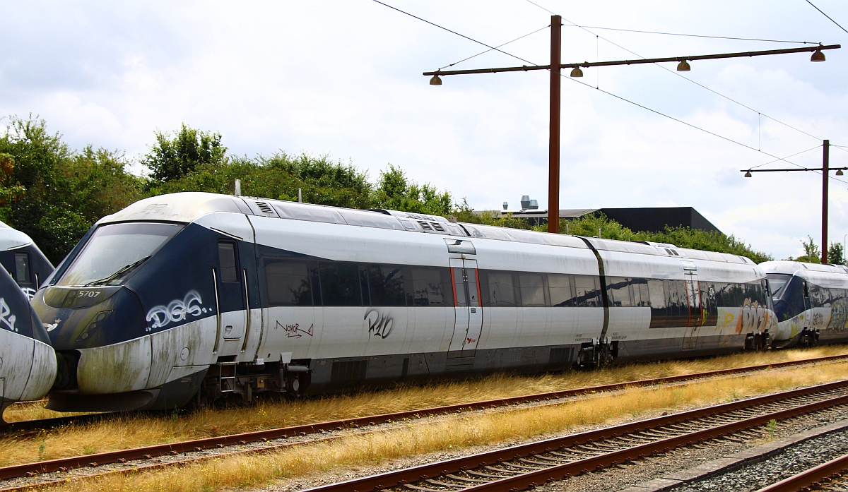 DSB MP/FP 5707/6707 geliefert in 2012 und ausrangiert 2016 war dieser Triebwagen nie im Dienst. Tinglev 08.08.2022