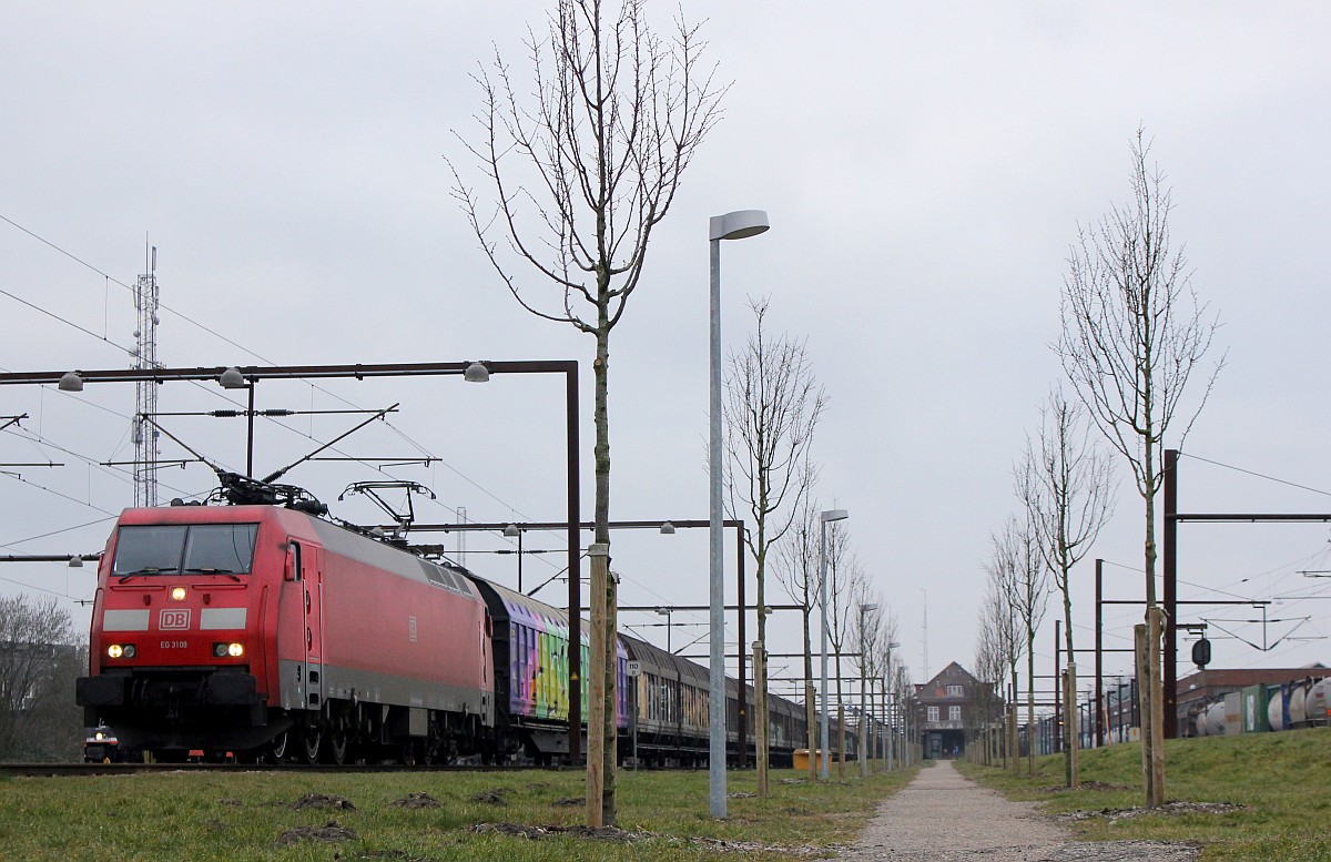 EG 3108/ 9186 0103108-4 DK-RSC, REV/Cph/03.03.16 kurz vor der Abfahrt Richtung Süden. Pattburg 02.03.2019