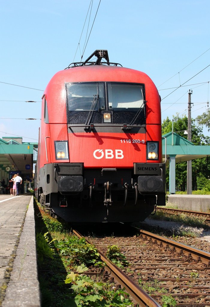 Ein ÖBB Taurus(1116 260) mal anders gesehen. Mit freundl. Zustimmung des Tf's konnte ich die Lok mal von unten nach oben aufnehmen. Bregenz 02.06.12