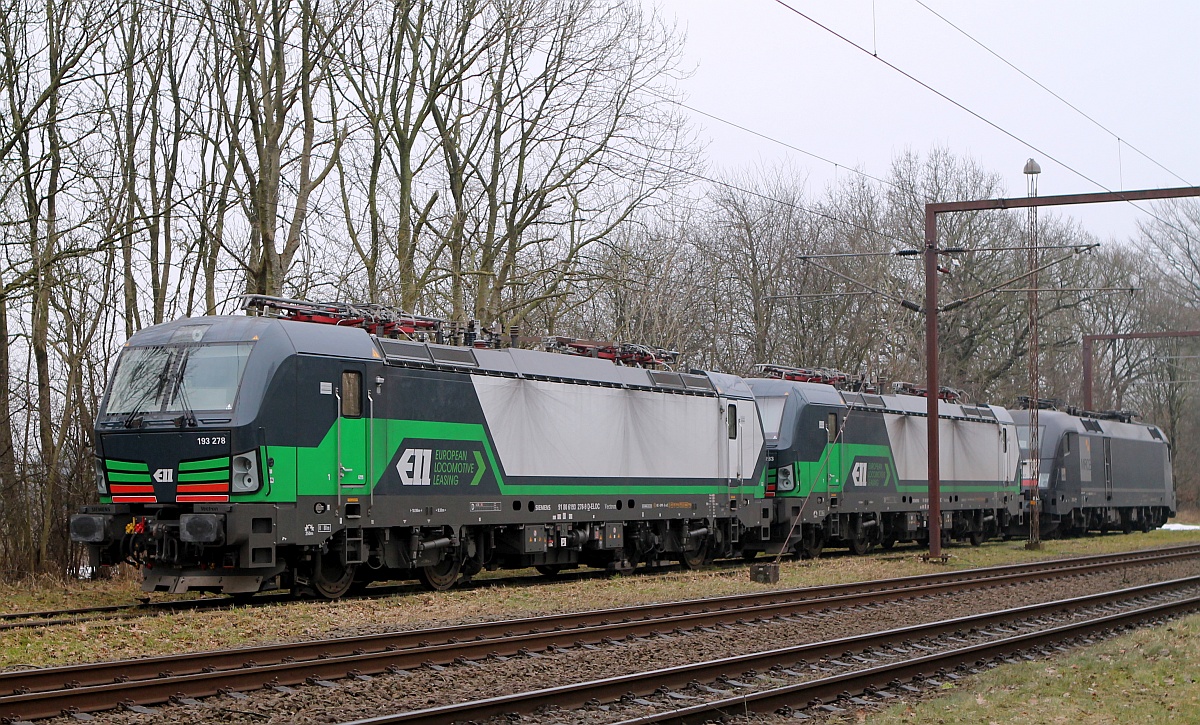 ELL/TXL 193 278-9, 193 283-9 und MRCE/TXL 182 527-0 Pattburg/DK 12.03.2018
