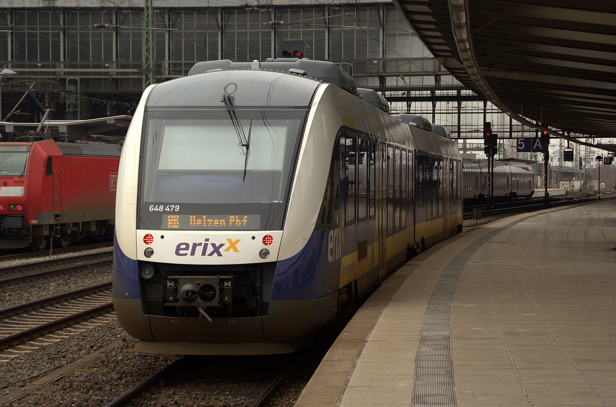 ERIXX 0648 479/979 wird für seine RB nach Uelzen Hbf bereit gestellt. Bremen Hbf 03.03.2012