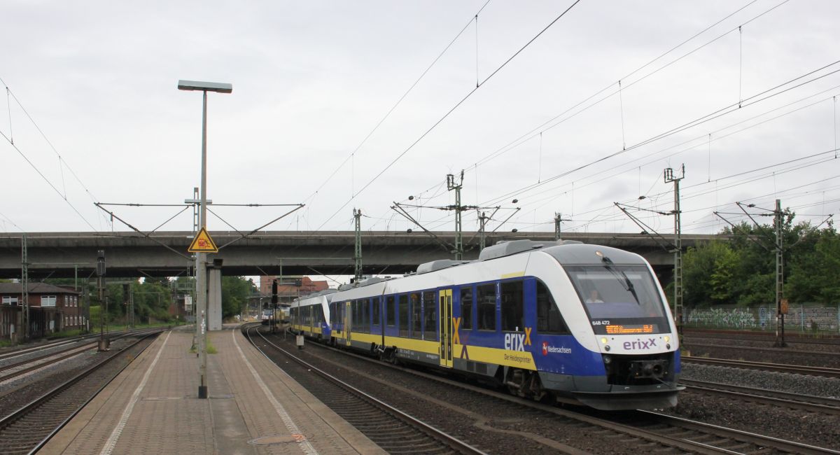 Erixx 648 472/972 und 648 479/979 als RB 38 nach Hannover Ausfahrt HH-Harburg 06.07.2019