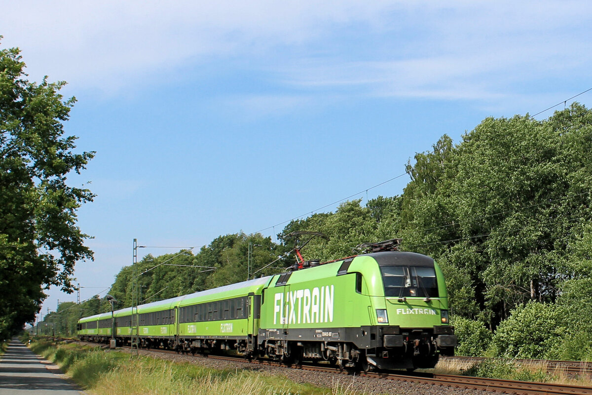 ES64 U2-007 Flixtrain auf den Weg nach Hamburg. Tostedt - Dreihausen, 29.06.2022