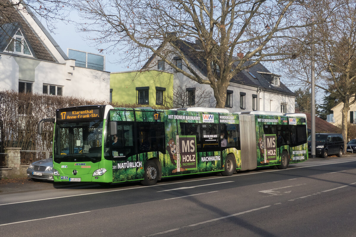 ESWE, Wiesbaden - Wagen 381 - WI-VG 1381 - Mercedes-Benz O 530 Citaro C2 G (2019) - MS-Holzfachmarkt - Wiesbaden, 22.12.2021