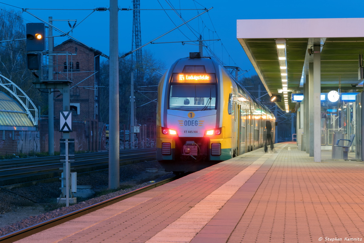 ET 445.100 (445 100-1) ODEG - Ostdeutsche Eisenbahn GmbH als RE4 (RE 79527) von Rathenow nach Ludwigsfelde in Rathenow. 05.11.2015