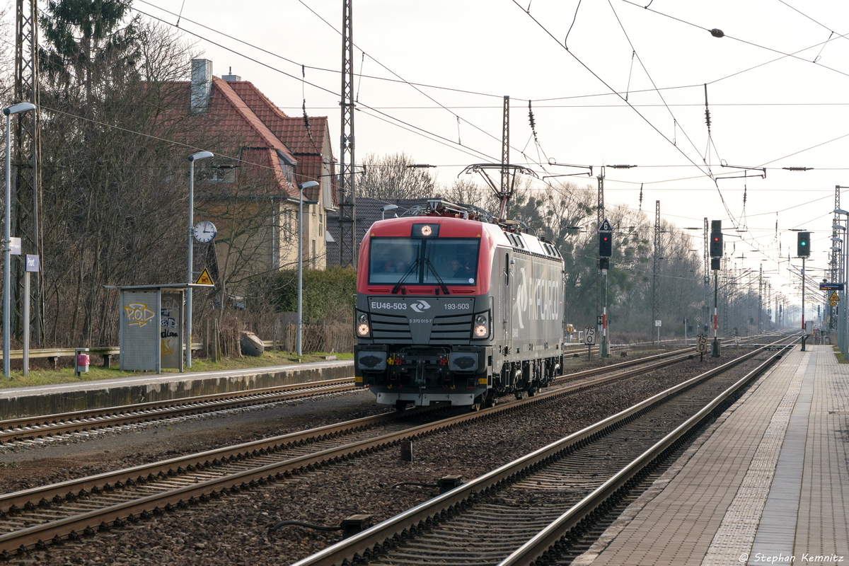 EU46-503 (5370 015-7) PKP CARGO S.A. fuhr solo durch Priort weiter in Richtung Kreuz Wustermark. 01.03.2016