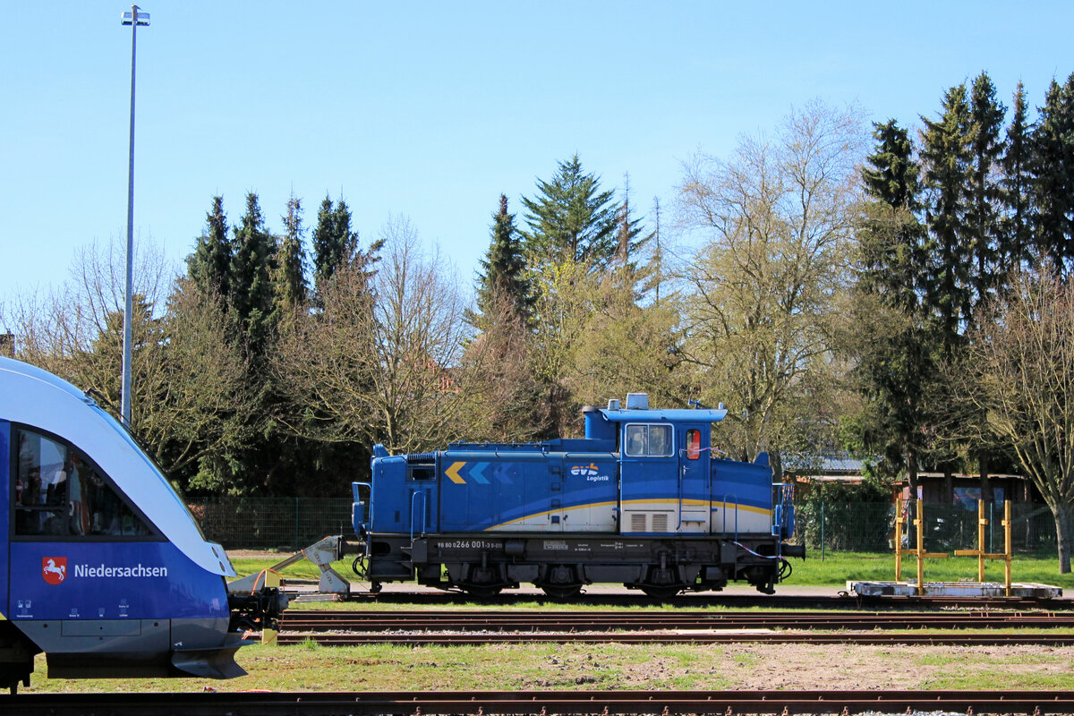 evb 266 001-3 am 16.04.2022 in Bremervörde (evb Betriebshof).