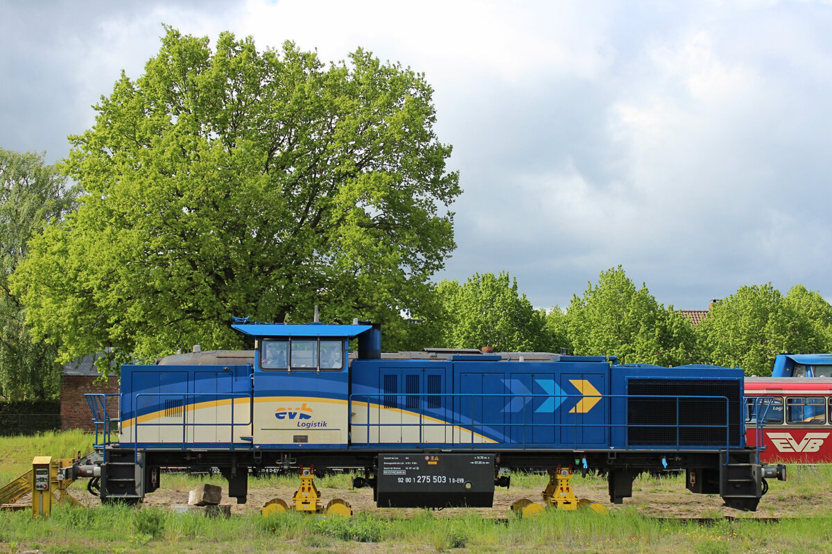 evb 275 503-1 wartet auf weitere Wartungsarbeiten im Vorfeld der EVB Werkstatt. Bremervörde, 23.05.2021