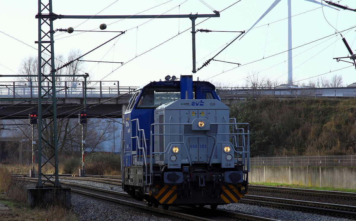  EVB G6 0650 303-7 (REV/VL/23.11.20) auf Rangierfahrt. Waltershof/dradenau 15.01.2022