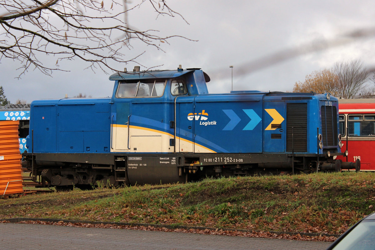 evb Logistik 211 252-2 am 09.12.2018 in Bremervörde / EVB Betriebshof.