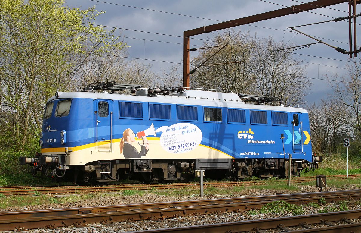 evb/Mittelweserbahn 140 761-8 wartet immer noch auf ihre Rückleistung Pattburg/Padborg 30.04.2022