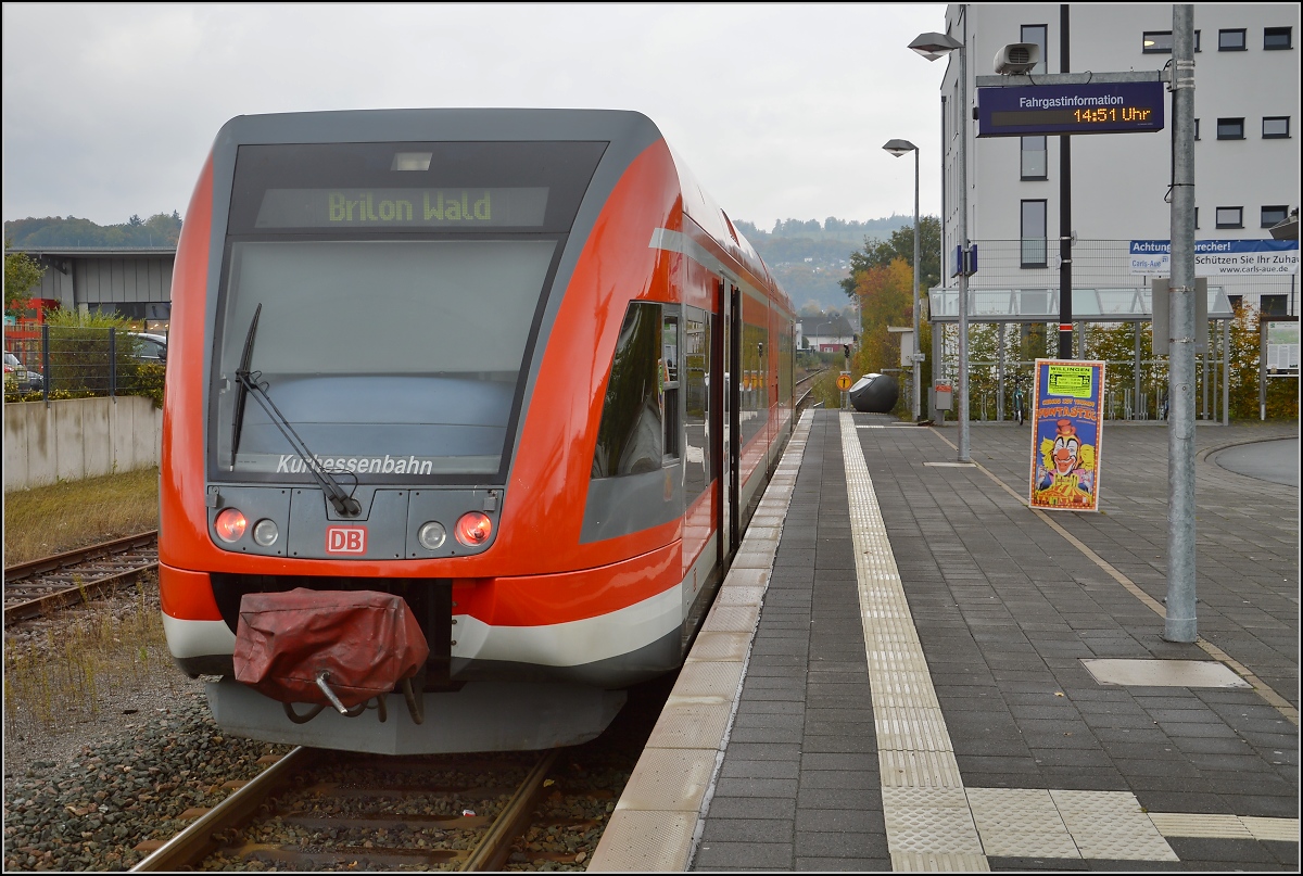 GTW der Kurhessenbahn in Nordrhein-Westfahlen. 646 208 in Brilon Stadt.