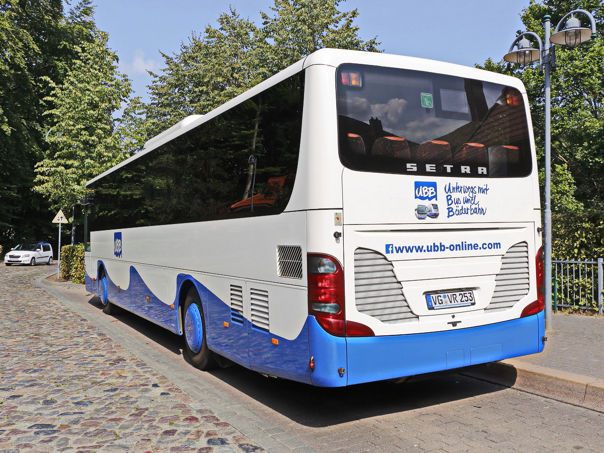 Heckpartie des Setra S 415 ULbusiness in Heringsdorf auf der Insel Usedom am 30. August 2019.