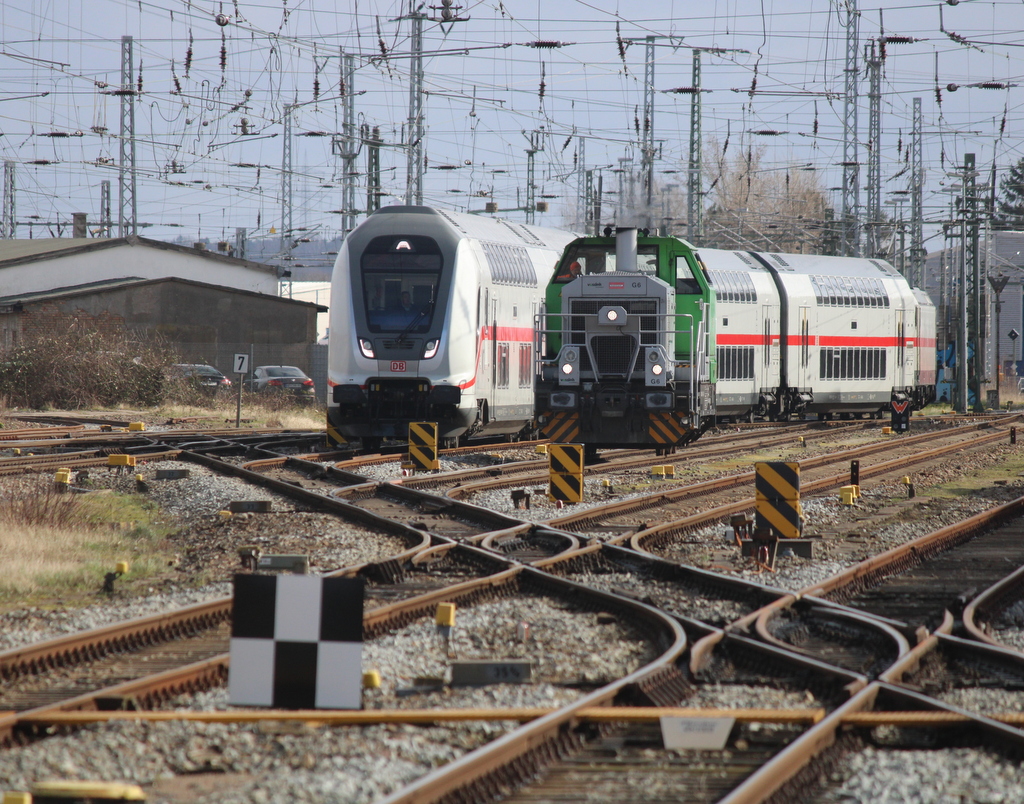 IC 2239(Rostock-Leipzig)bei der Bereitstellung im Rostocker Hbf.13.03.2020