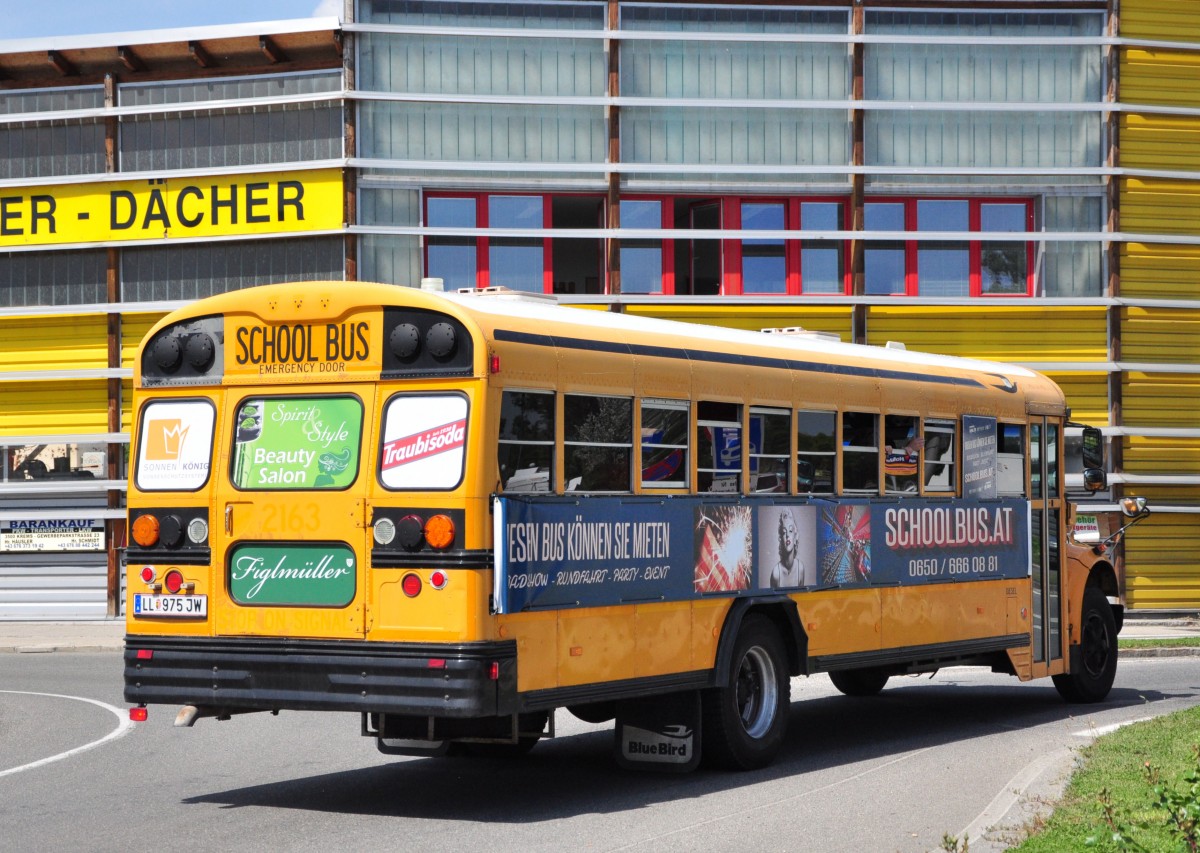 International 380C T444 E,ehemaliger US School Bus im Mai 2015 in Krems gesehen.