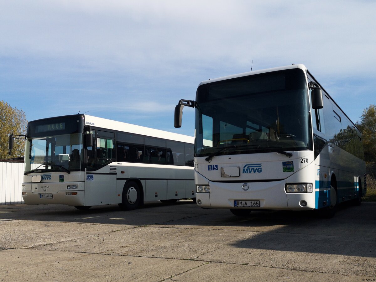 Irisbus Crossway und MAN SÜ 283 der MVVG in Burg Stargard.