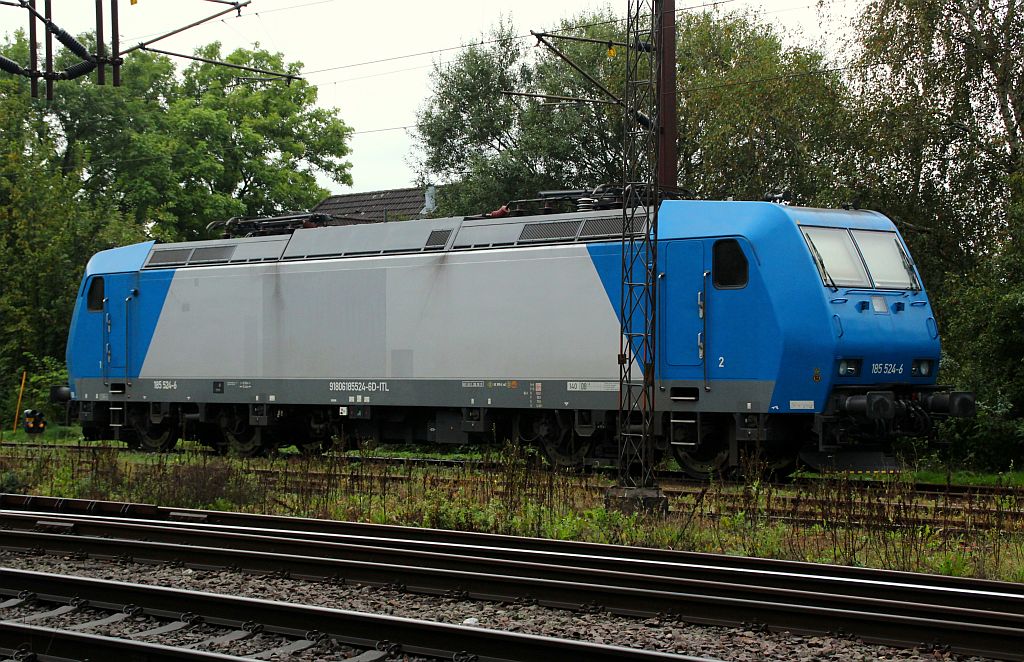 ITL 185 524-6 abgestellt im Gbf Padborg in der ATC freien Zone(dän.Zugkontrollsystem, öffentl.Standort). 28.09.2012