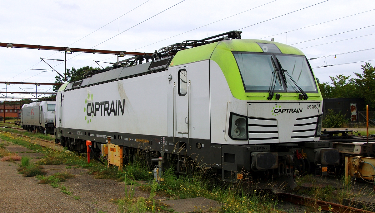 ITL/Captrain 193 785-3 REV/MMAL/09.03.18 wartet im Bhf Pattburg auf Arbeit. 08.08.2022