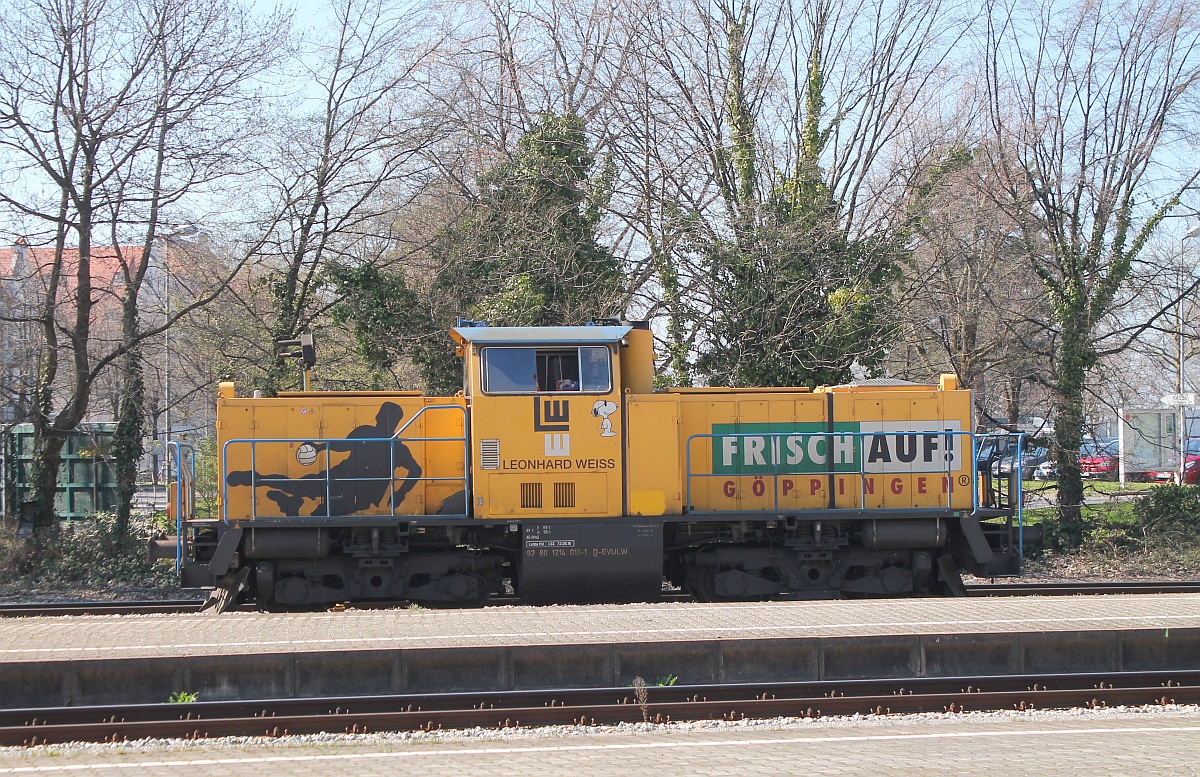 Leonhard Weiss 1214 010-1(REV/LS X/13.06.16) bei Bauarbeiten in Lindau am Bodensee eingesetzt. 27.03.2017