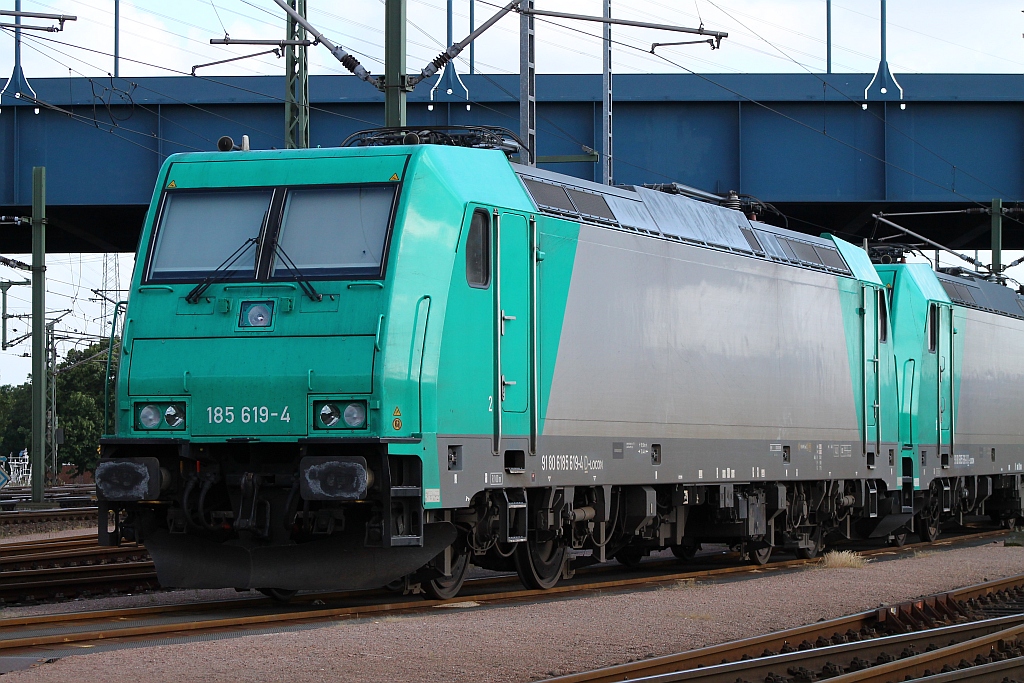 Locon 185 619-4 abgestellt an der blauen Brücke in HH-Waltershof. 29.06.2013