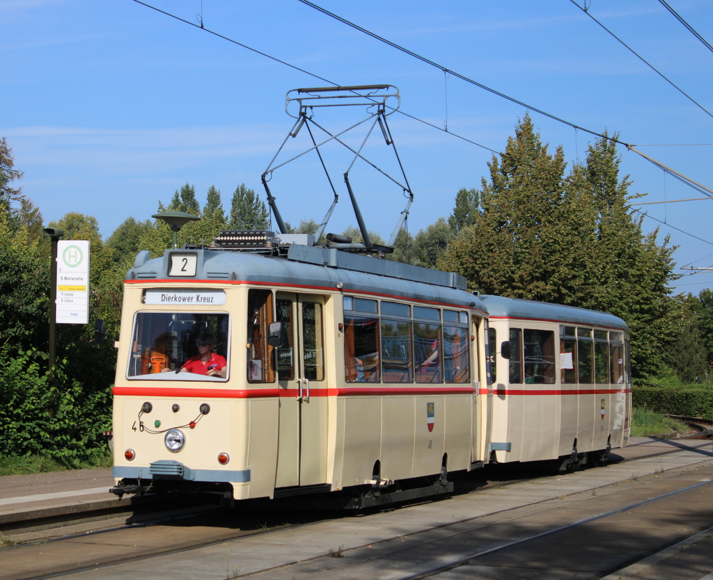 Lowa-Wagen 46+156 am Vormittag des 17.09.2023 in Rostock-Marienehe