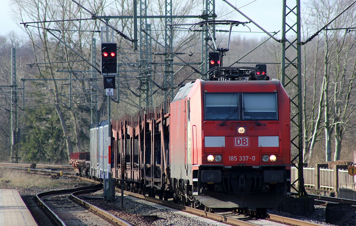 Mächtig zu kämpfen hatte die RSC 0185 337-0 mit ihrem EZ-Z nach Maschen. Schleswig 25.03.2017