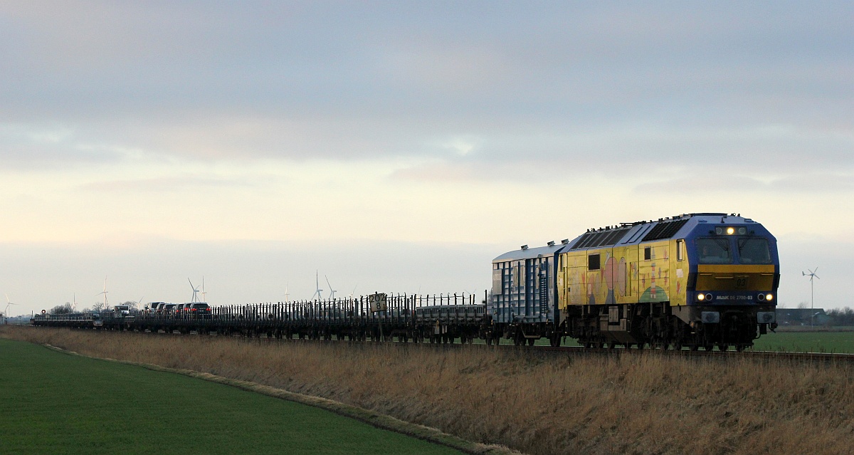 MaK DE 2700-03 mit RDC AutoZug Lehnshalig 08.01.2017