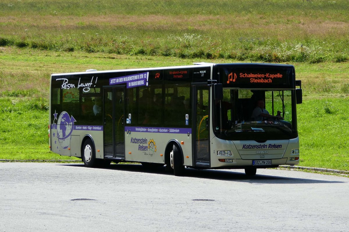 MAN LionCity bringt die Schalmeienkapelle Steibach nach Oberweisenthal, Juli 2016