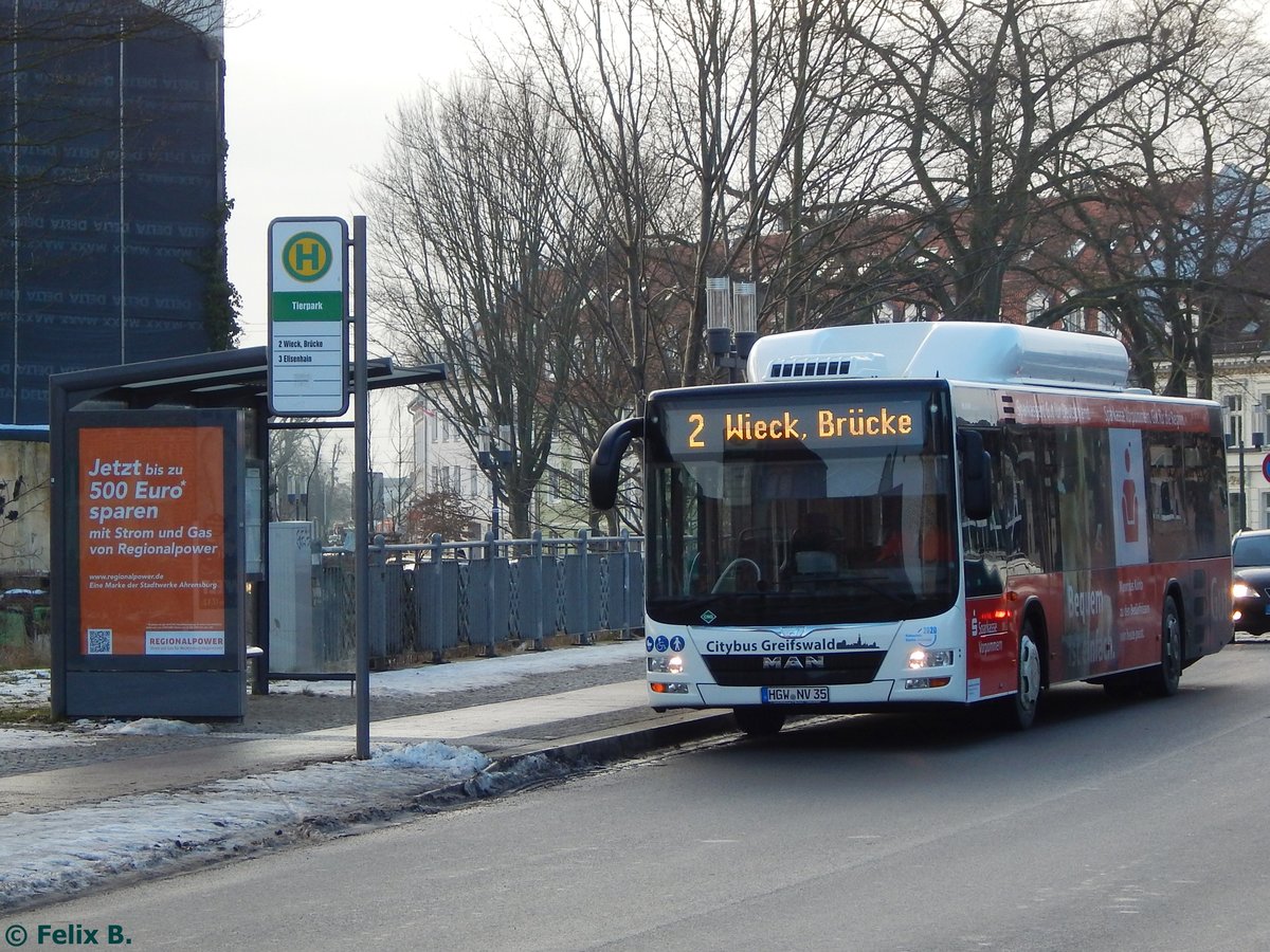 MAN Lion's City CNG der Stadtwerke Greifswald in Greifswald.