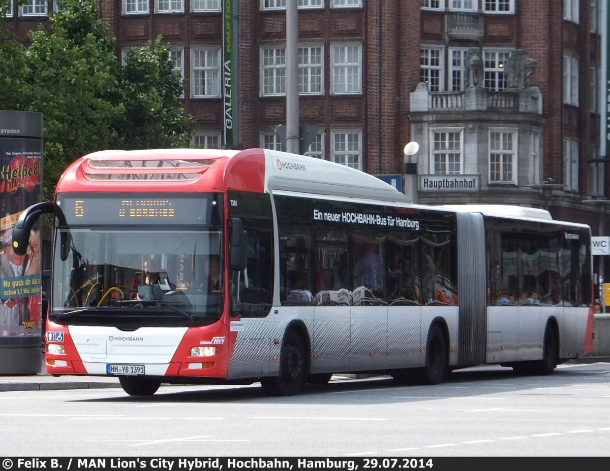 MAN Lion's City G Hybrid der Hamburger Hochbahn in Hamburg.